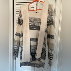 Cozy Striped Open Front Hooded Cardigan Sweater